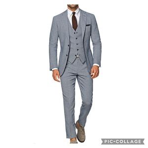 SuitSupply Havana Blue Birds Eye 3 piece Suit